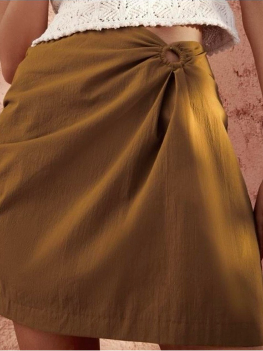 Zara Mustard Mini Skirt with Ring Detail